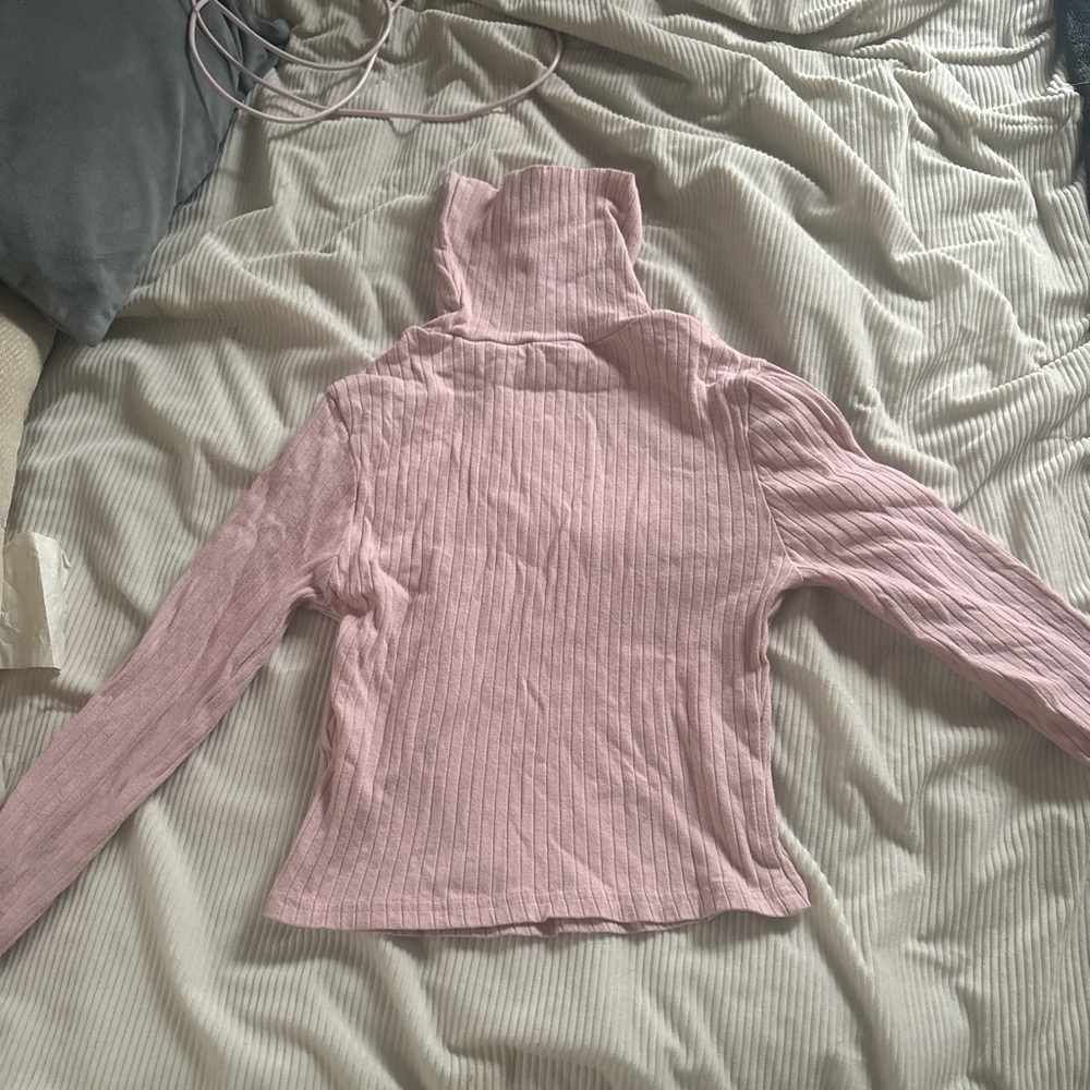 SHEIN Light Pink Ribbed Turtleneck Sweater